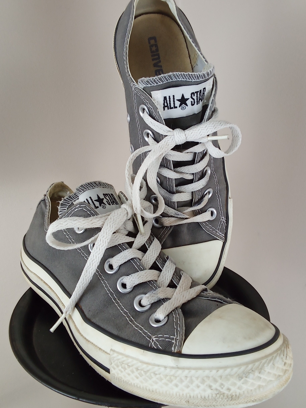 Converse Gray Low-Top All Star Canvas Sneakers with White Trim